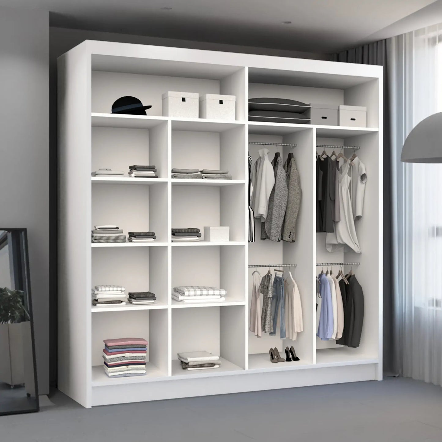 Chelsea Wardrobe - Black, White, Gray - 150cm, 203cm
