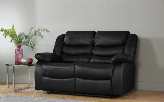 2 Seat Black Recliner Sofa, Leather bonded Reclining Lazy boy Sofa