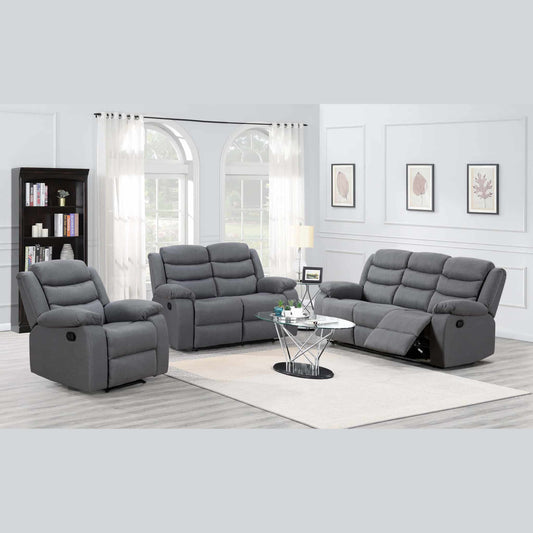 Turin Recliner Fabric - 1, 2 & 3 Seater - Grey Dark, Grey Light