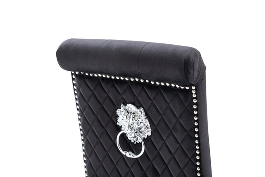 Viola Velvet Upholstered Lion Knockerback Dining Chair