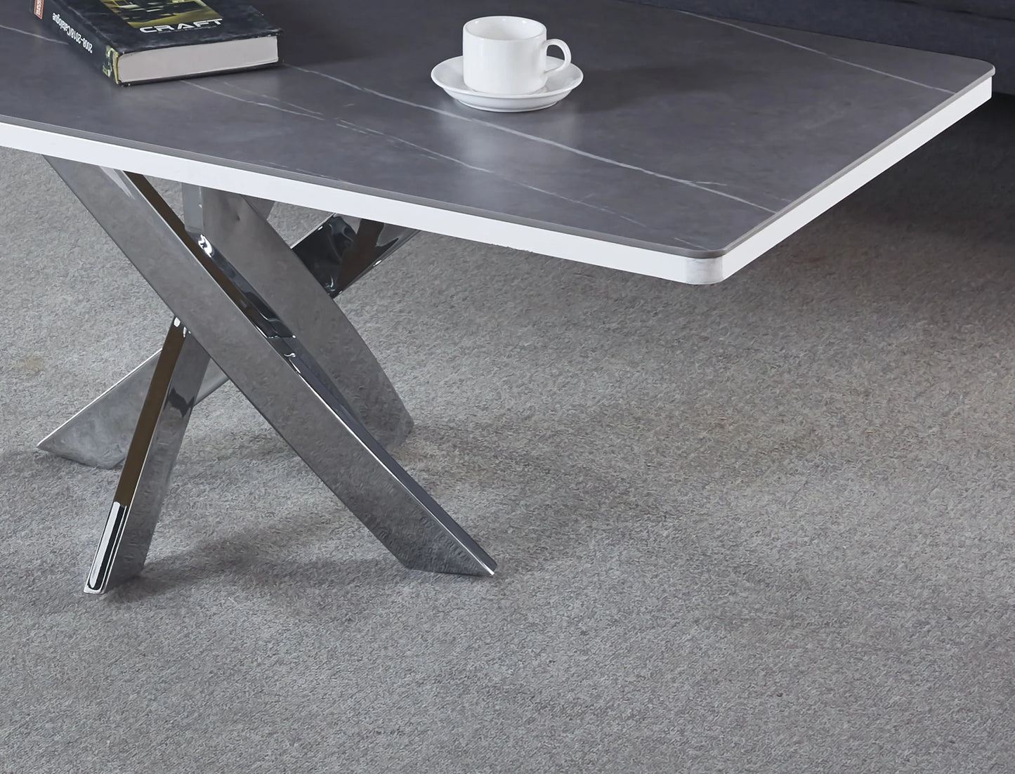 Fabio Italian Ceramic Coffee Table with Marble Top