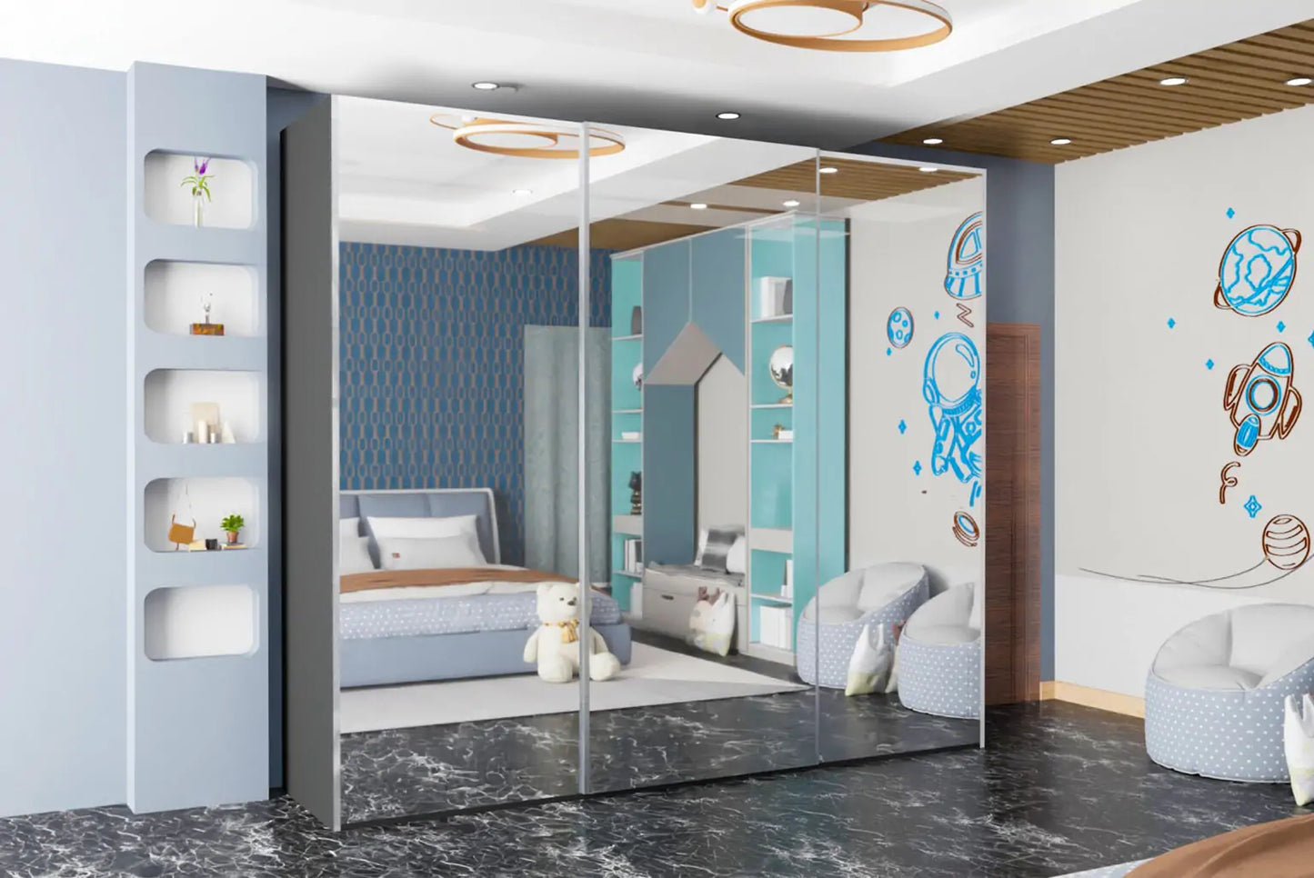 Sliding Full Mirror Door Wardrobe