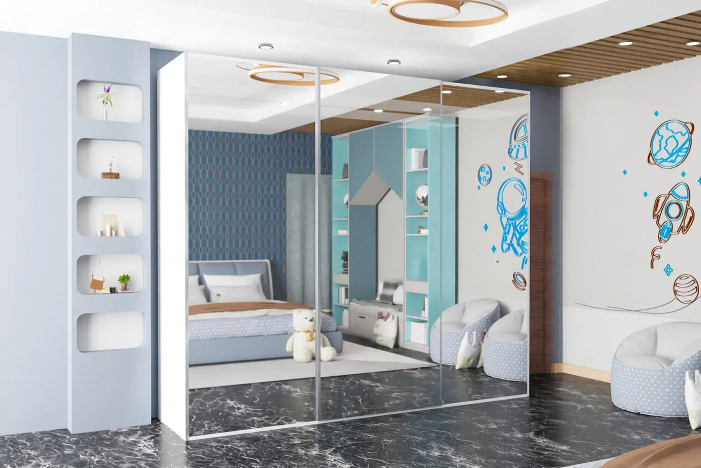 Sliding Full Mirror Door Wardrobe