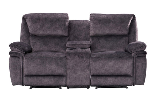 Milano Charcoal 2 Seater Recliner Sofa with Console