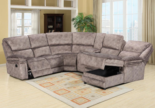 Milano Corner Recliner Sofa with Chaise - Taupe Fabric - 2C2