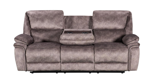 Milano 3-Seater Recliner Sofa with Console - Taupe Fabric