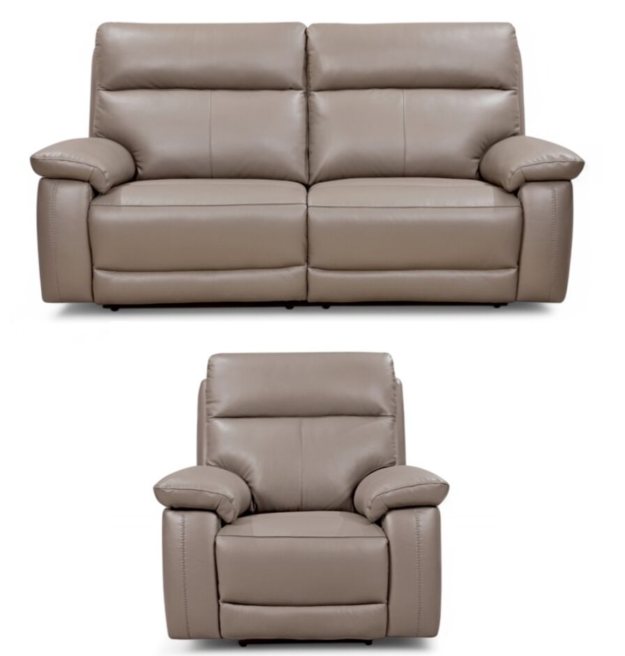 Brooklyn Latte 3+1 Electric Recliner Sofa Set | Premium Faux Leather Living Room Suite