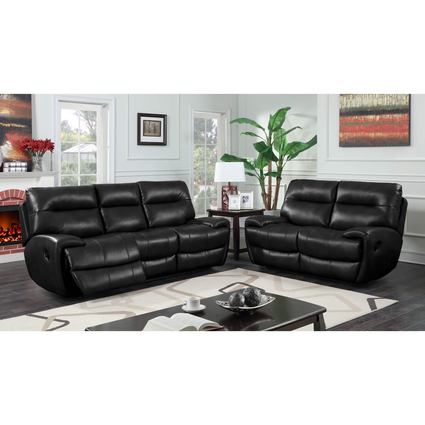 Bailey Recliner Leather Gel & PU - 2 or 3 Seater - Black, Grey, Tan, Wine Red