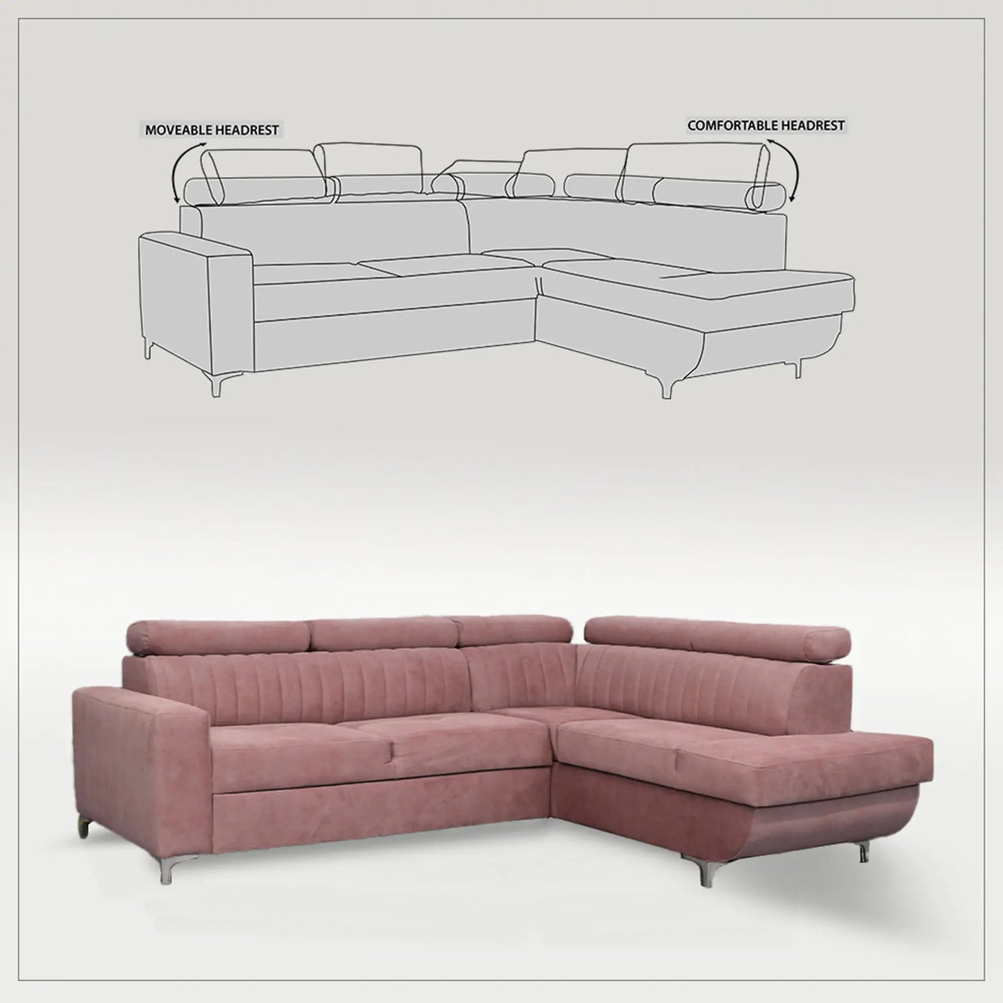 HOUSTON SOFA BED - Black, Blue, Green, Grey, Sky Blue, Camel Brown, Light Pink, Mustard