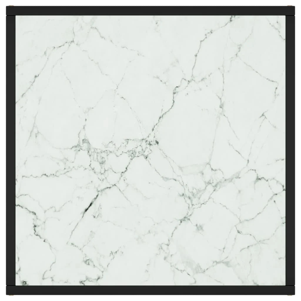 Coffee Table Black with White Marble Glass 60x60x35 cm