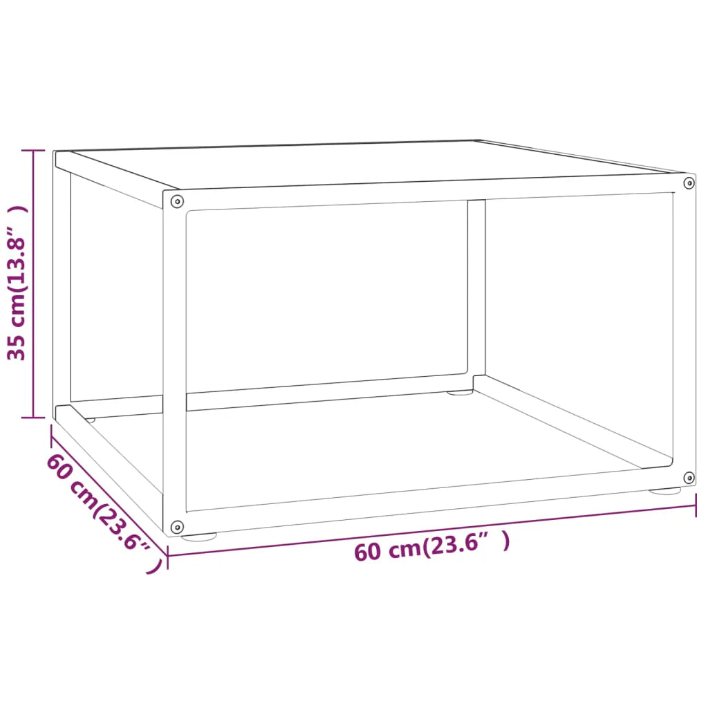 Coffee Table Black with White Marble Glass 60x60x35 cm