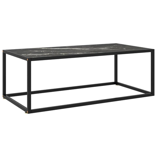 Coffee Table Black with Black Marble Glass 100x50x35 cm