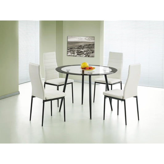 Acodia PU Dining Chairs – White Upholstery with Black Frame