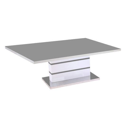 Aldridge High-Gloss White Coffee Table with Grey Glass Top