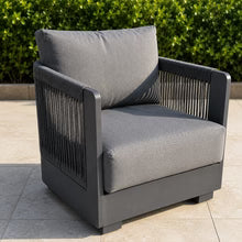 5-Seater Luxury Rope Garden Sofa Set with Coffee Table – Charcoal Grey