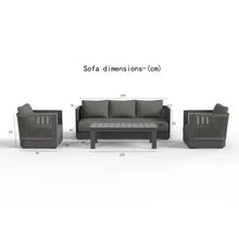 5-Seater Luxury Rope Garden Sofa Set with Coffee Table – Charcoal Grey
