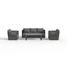 5-Seater Luxury Rope Garden Sofa Set with Coffee Table – Charcoal Grey
