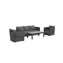 5-Seater Luxury Rope Garden Sofa Set with Coffee Table – Charcoal Grey