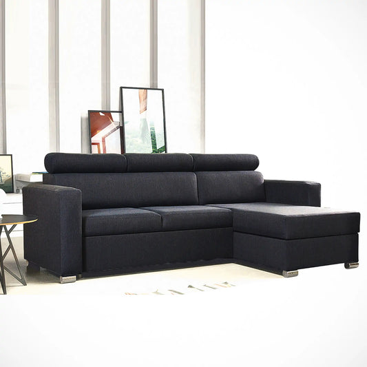 Hugo Corner L-Shape Sofa Bed - Black, Blue, Grey, yellow