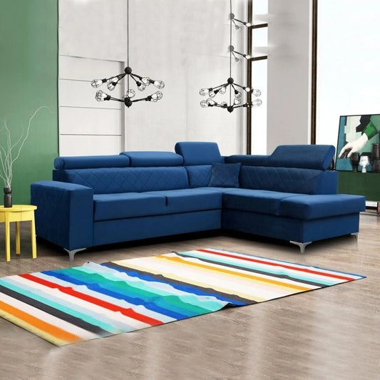 GLOSS CORNER SOFA BED - Black, Blue, Grey, Mustard, Silver, Steel