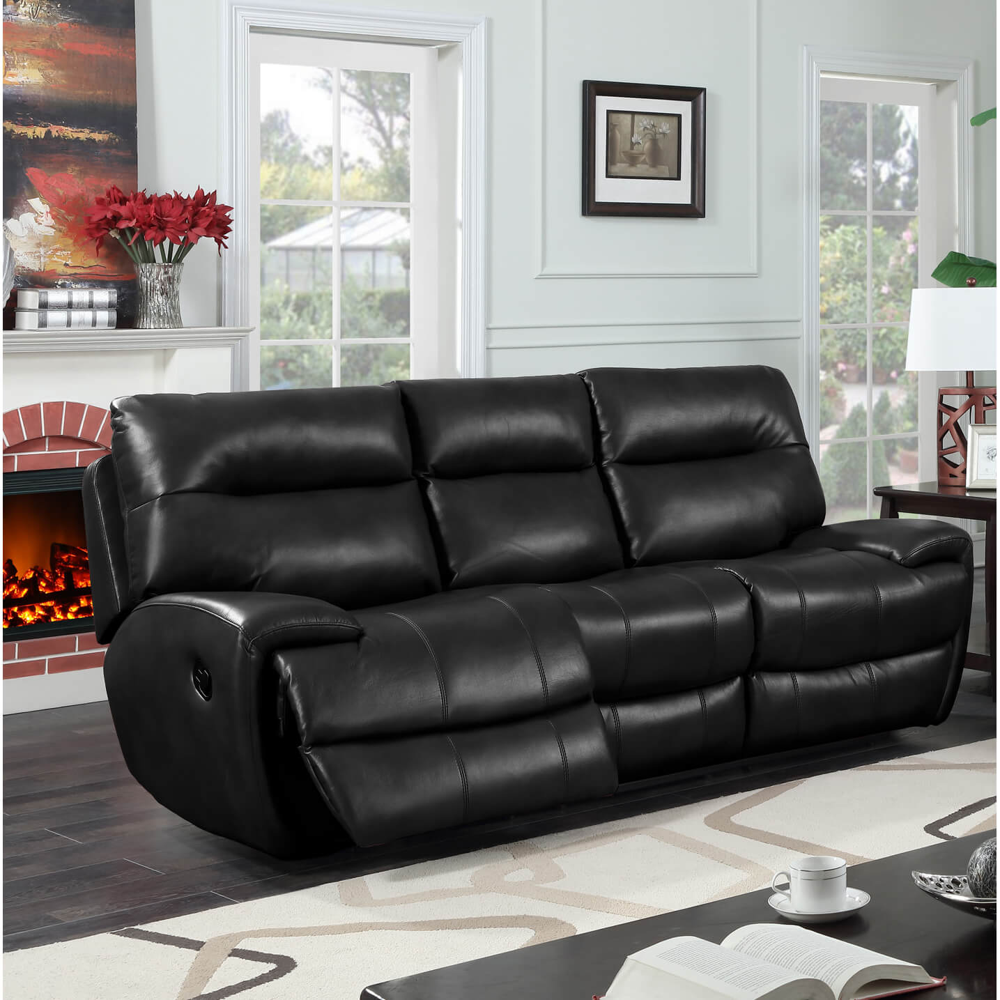 Bailey Recliner Leather Gel & PU - 2 or 3 Seater - Black, Grey, Tan, Wine Red
