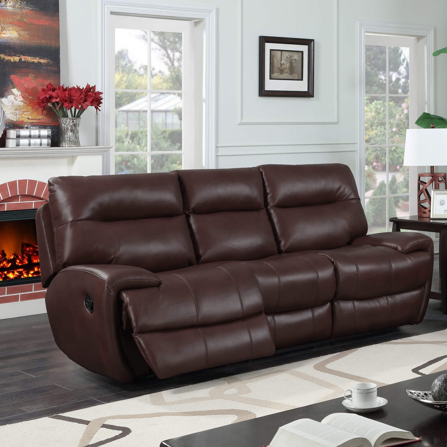 Bailey Recliner Leather Gel & PU - 2 or 3 Seater - Black, Grey, Tan, Wine Red
