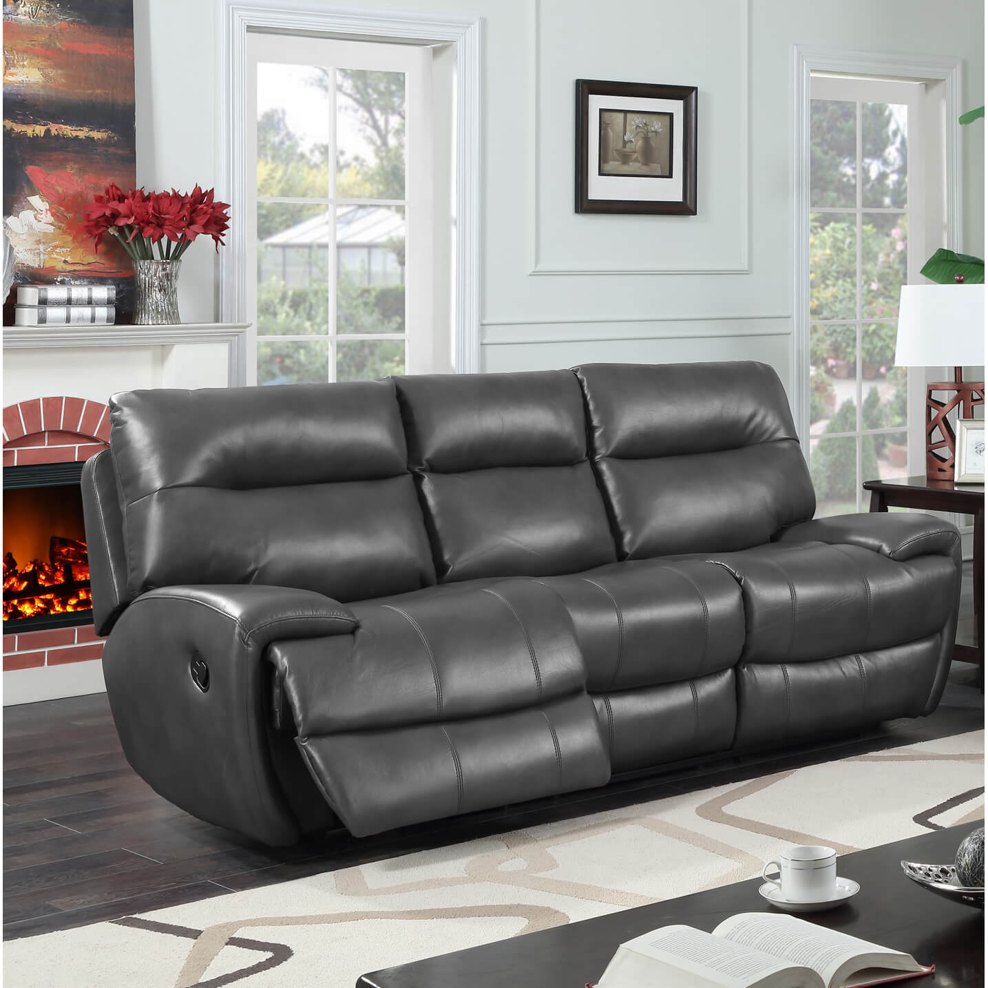 Bailey Recliner Leather Gel & PU - 2 or 3 Seater - Black, Grey, Tan, Wine Red