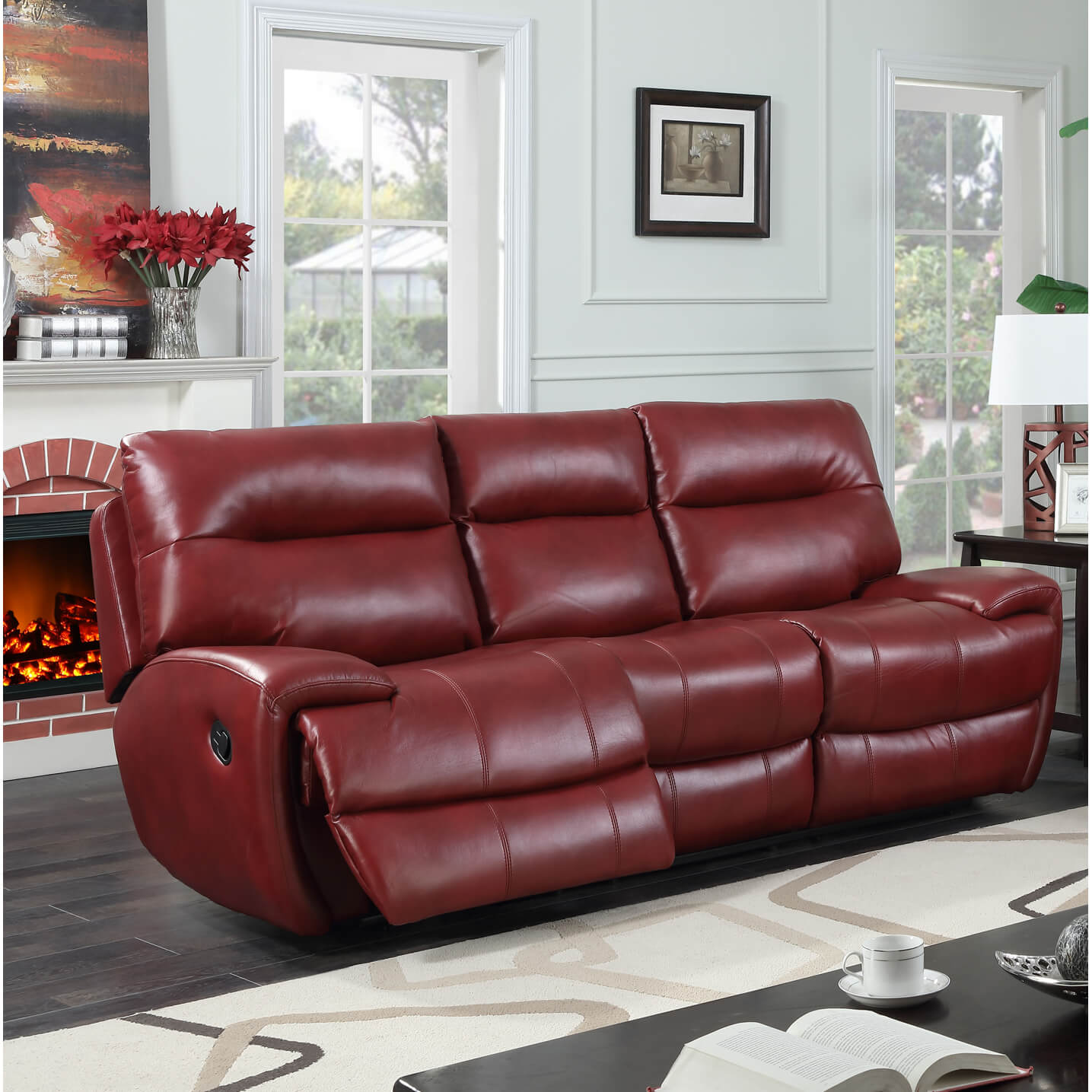 Bailey Recliner Leather Gel & PU - 2 or 3 Seater - Black, Grey, Tan, Wine Red