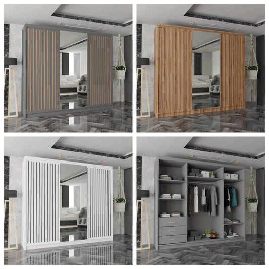 Royal Wardrobe Black, Grey ,Oak And White