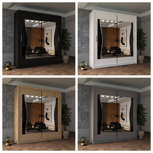 Batumi Wardrobe - Black, White, Grey, Oak - 120cm, 150cm, 180cm, 203cm