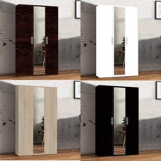 Bobby 3 Door Wardrobe - Black, White, Oak - 120cm