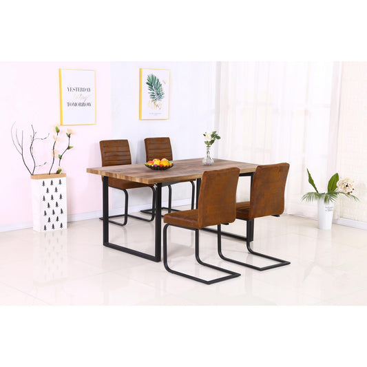 Boston Fabric Dining Chairs | Brown with Black Metal Legs - Set of 4 or 6