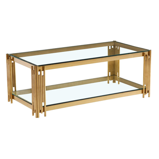 Cleveland Clear Glass Coffee Table - Silver & Gold