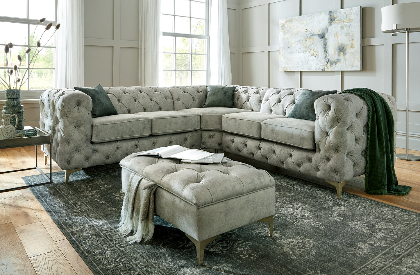 Dakota Button-Tufted Corner Sofa