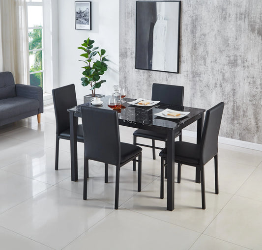 Emillia Marble Effect Dining Table in Black & Brown , 120 cm & 150 cm