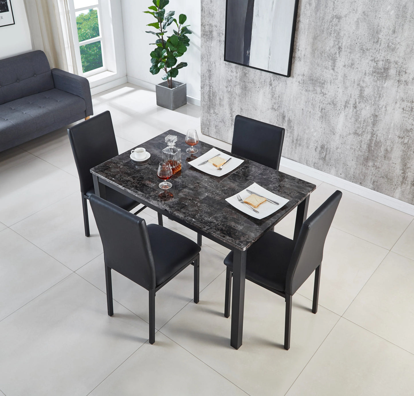 Emillia Marble Effect Dining Table in Black & Brown , 120 cm & 150 cm