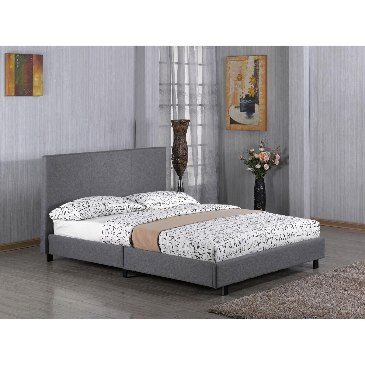 Fusion Fabric Bed - Grey - Single, 4 Foot , Double & King Size