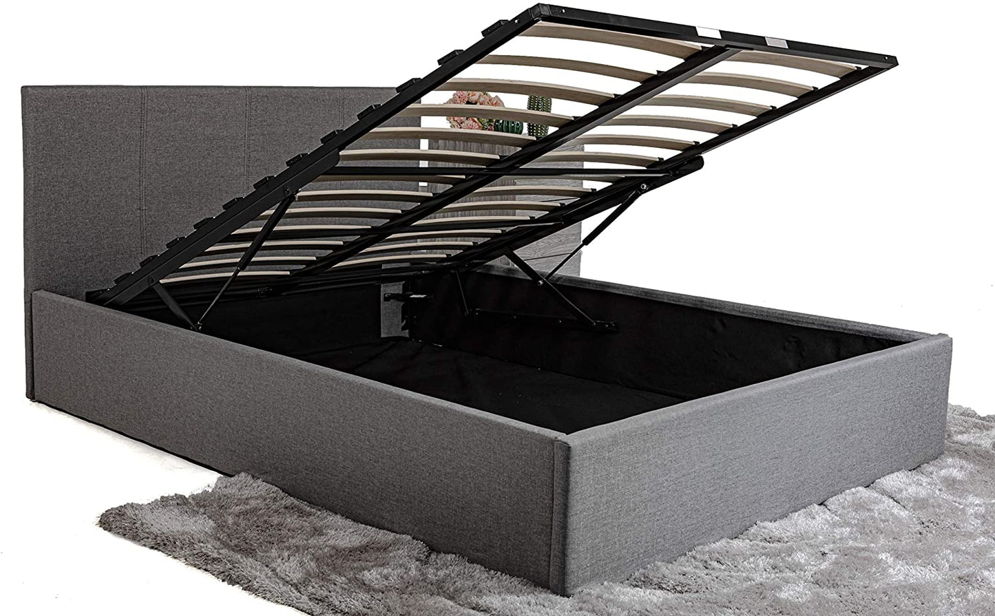 Modernique Bilancio Grey Fabric Ottoman Storage Bed