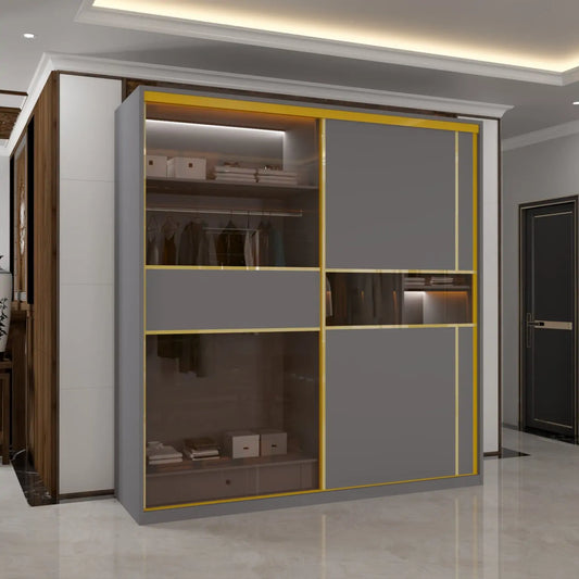 MDF Glass Sliding Door Wardrobe