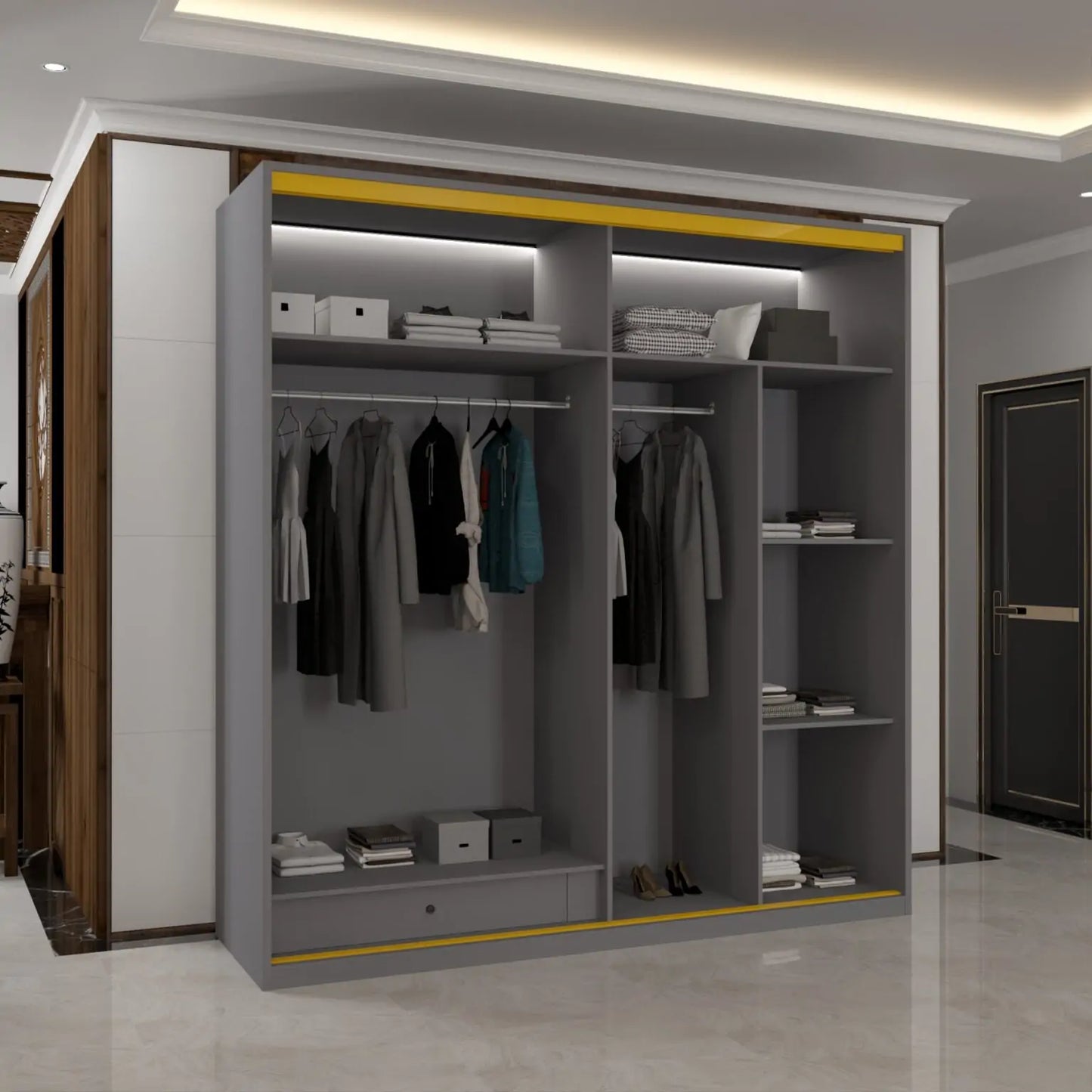 MDF Glass Sliding Door Wardrobe