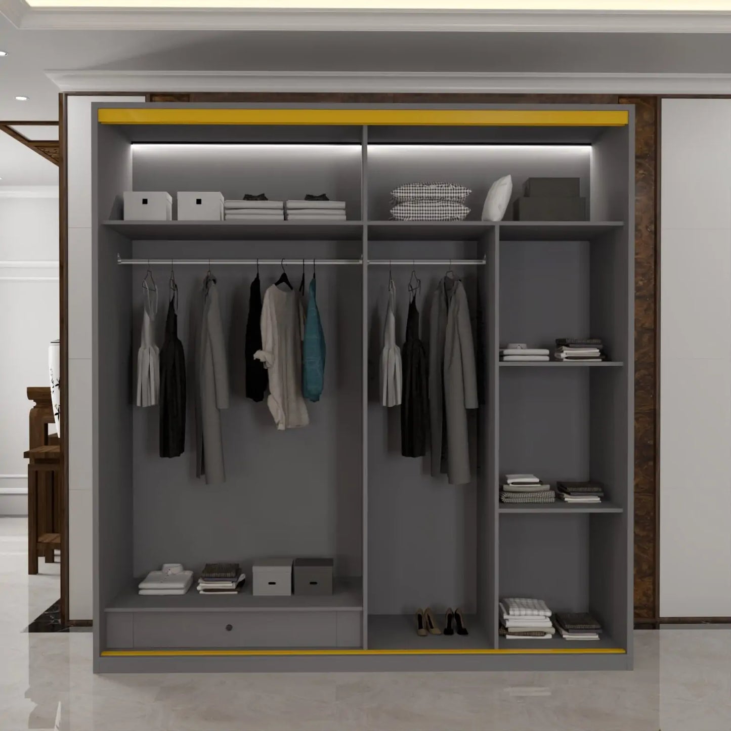 MDF Glass Sliding Door Wardrobe