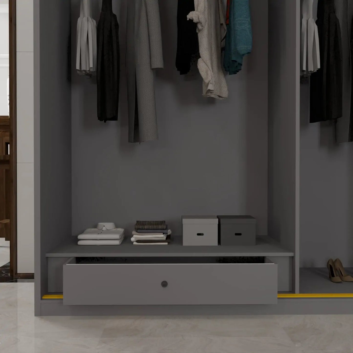 MDF Glass Sliding Door Wardrobe