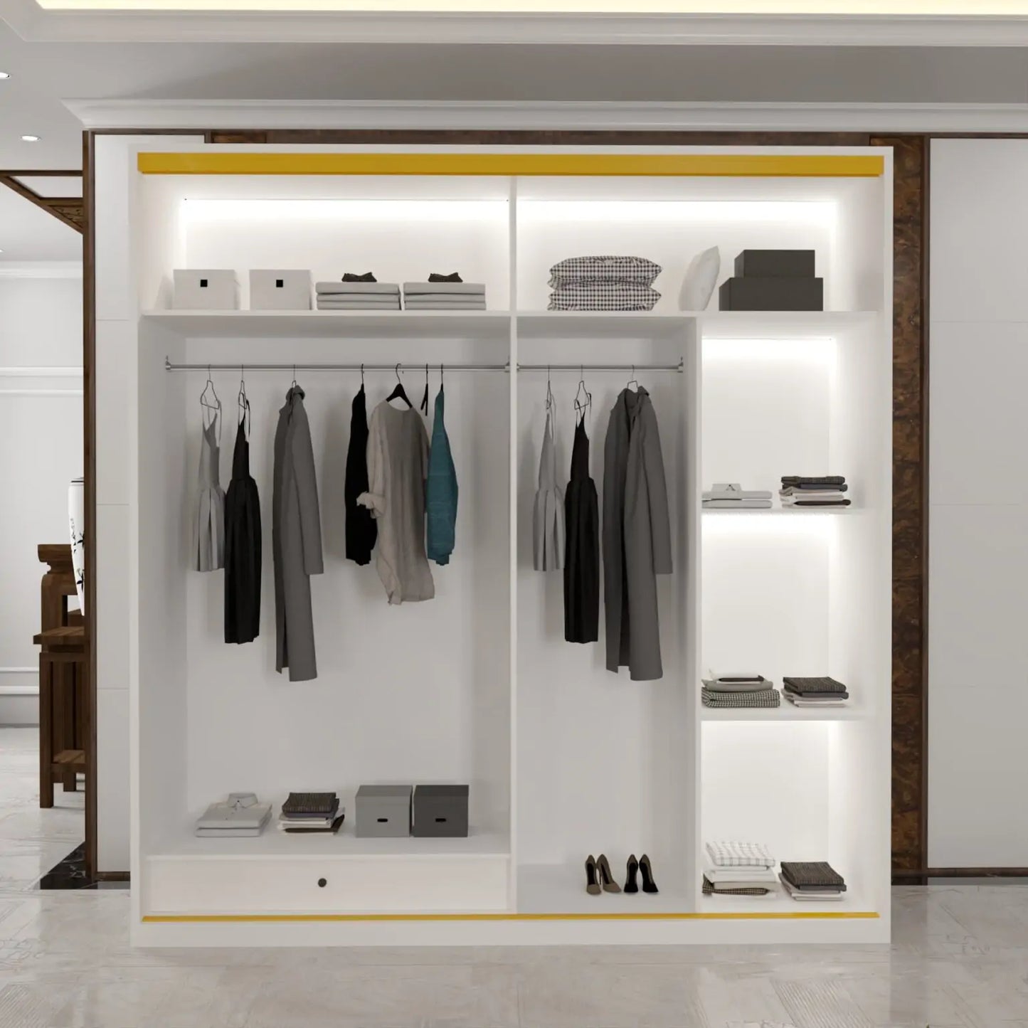 MDF Glass Sliding Door Wardrobe