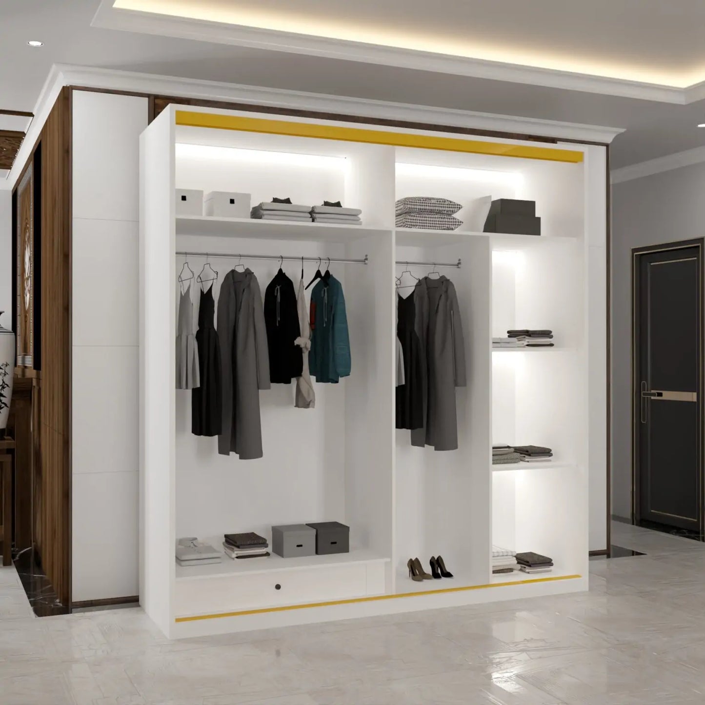 MDF Glass Sliding Door Wardrobe