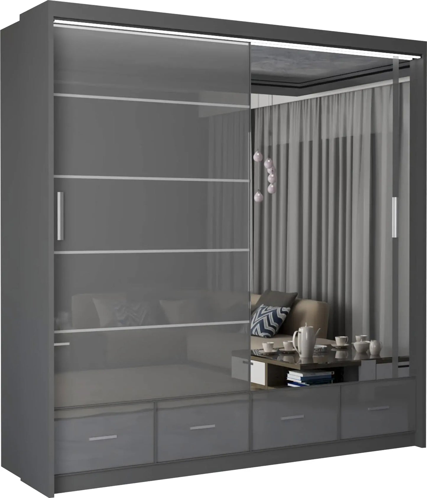 Sycylia High Gloss Sliding Door Wardrobe New Branding