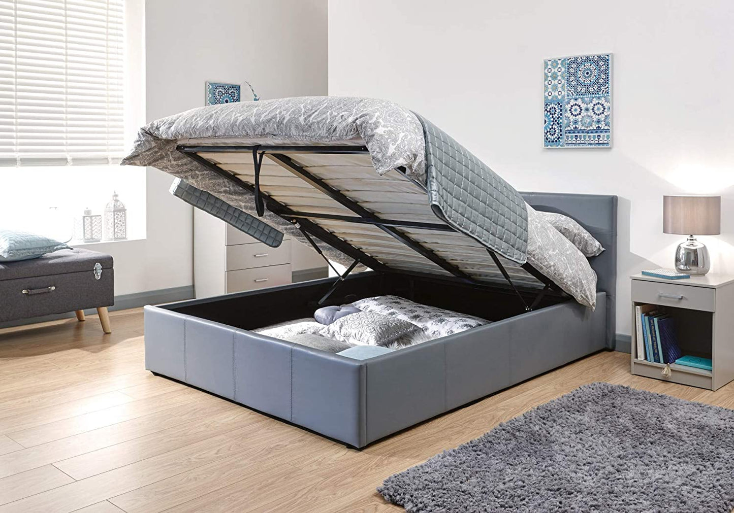 Grey Ottoman Storage Bed