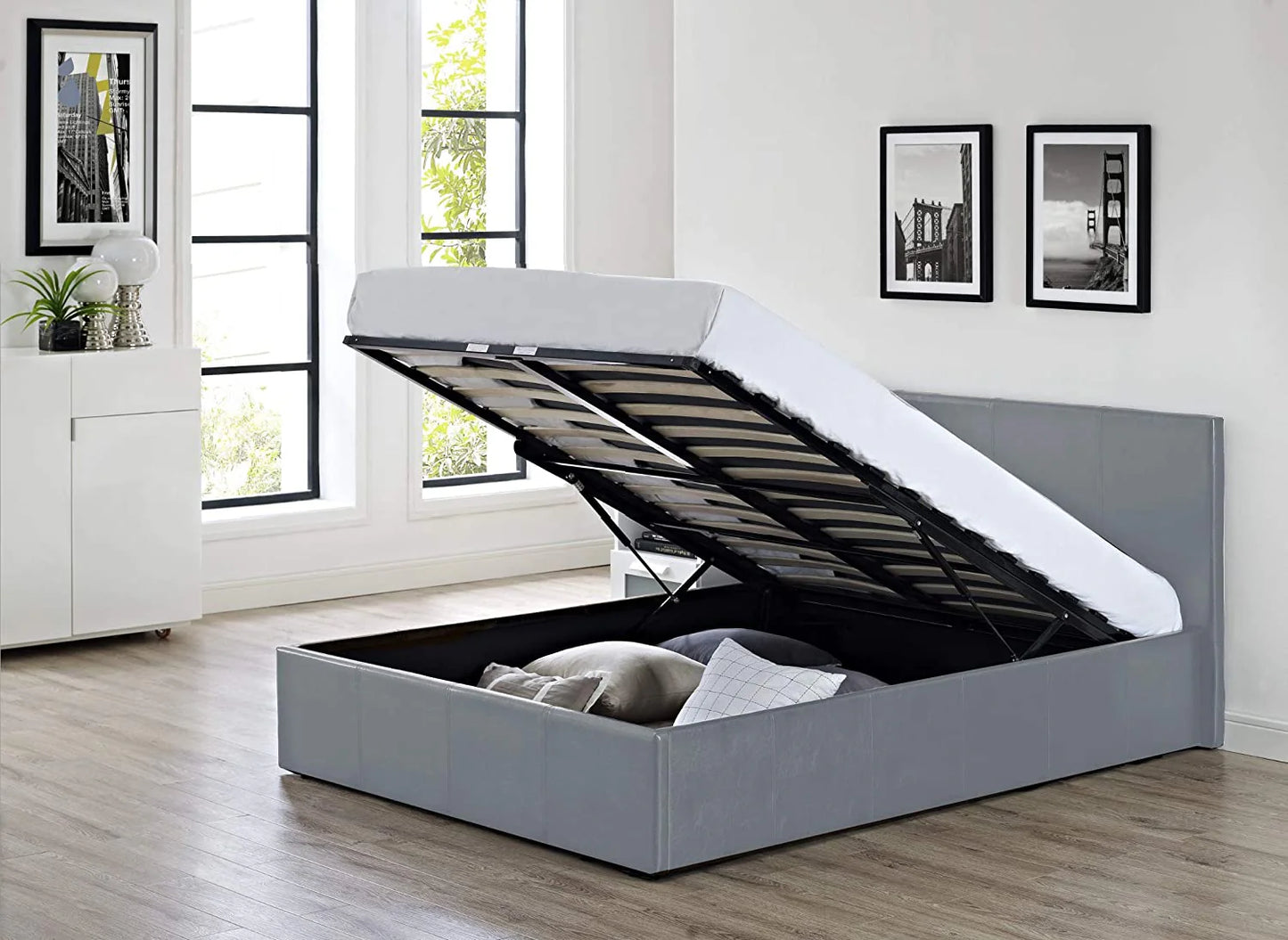 Grey Ottoman Storage Bed