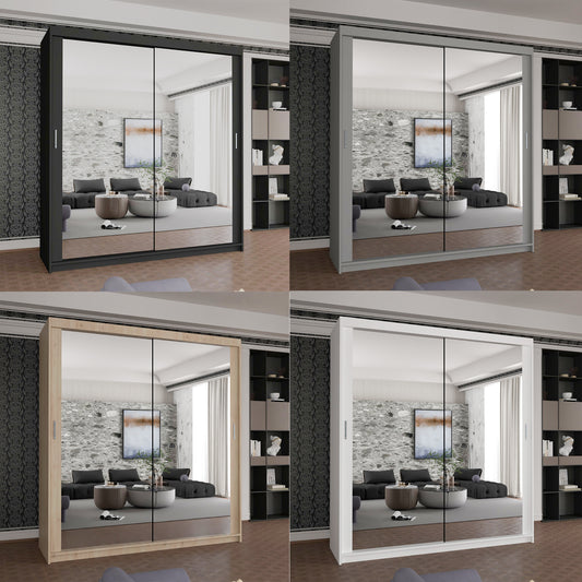 Houston Wardrobe - Black, Grey, White Oak