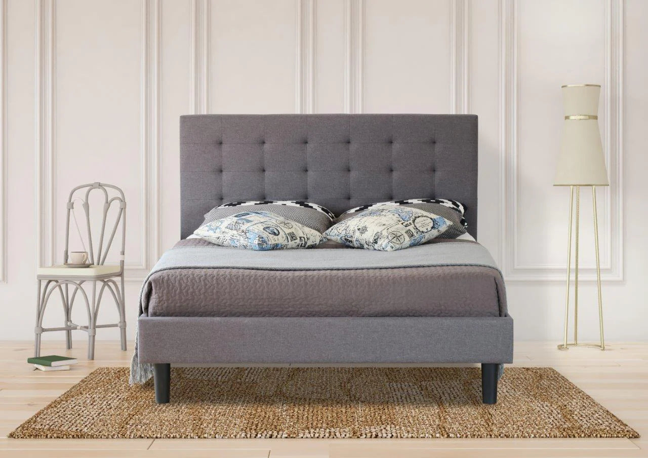 Alexandra Grey Fabri Bed in Single (3FT), Small Double (4FT), Double (4FT6), King (5FT)