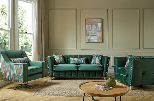 Infinity Tufted Sofa & Armchair Set with Stud Accents